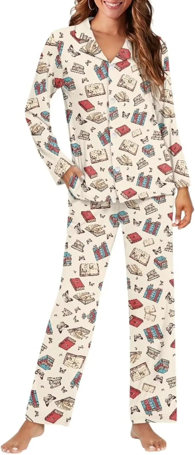 Pajama Sets for Women 2 Piece Womens Pjs Set Button Up Tops and Pants Size XS-4XL Sleepwear