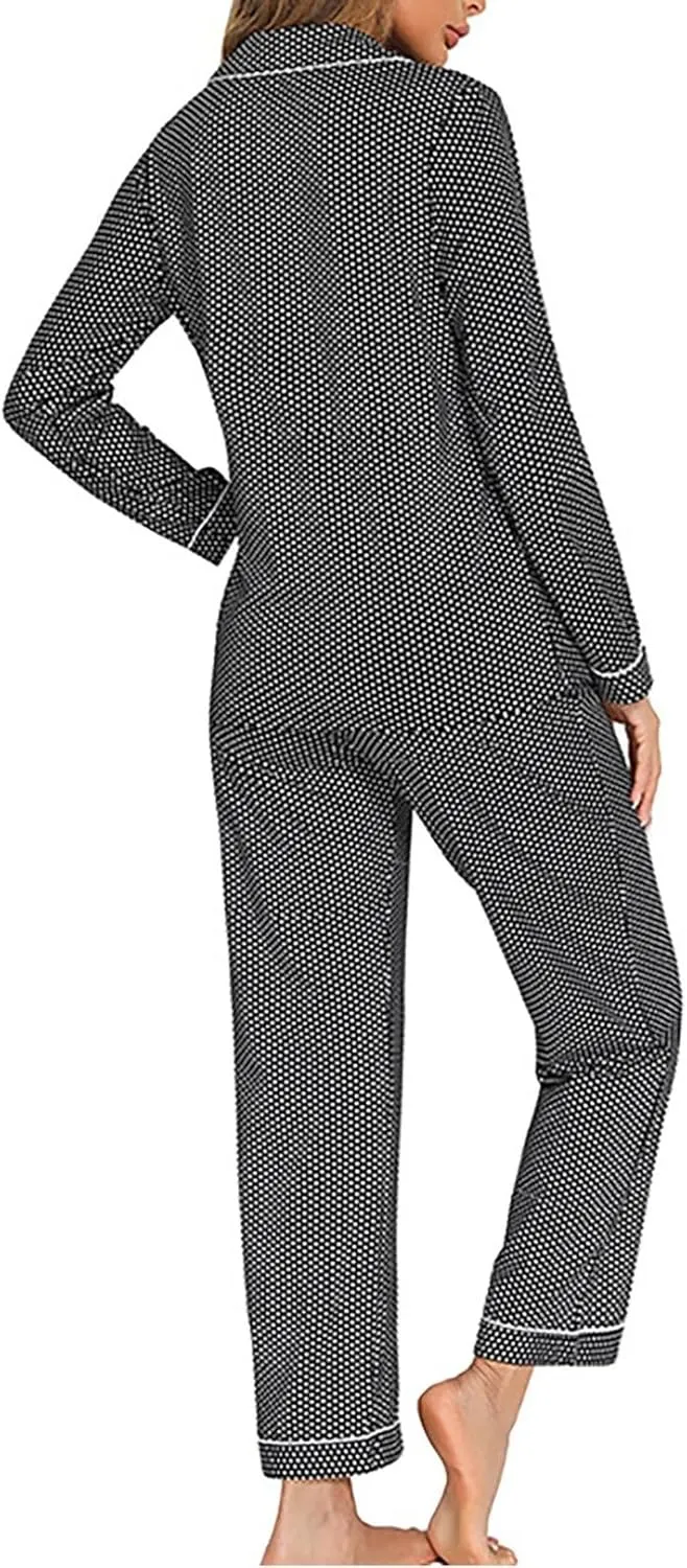 Pajamas Women's Long Sleeve Sleepwear Soft Button Down Loungewear Set Nightwear