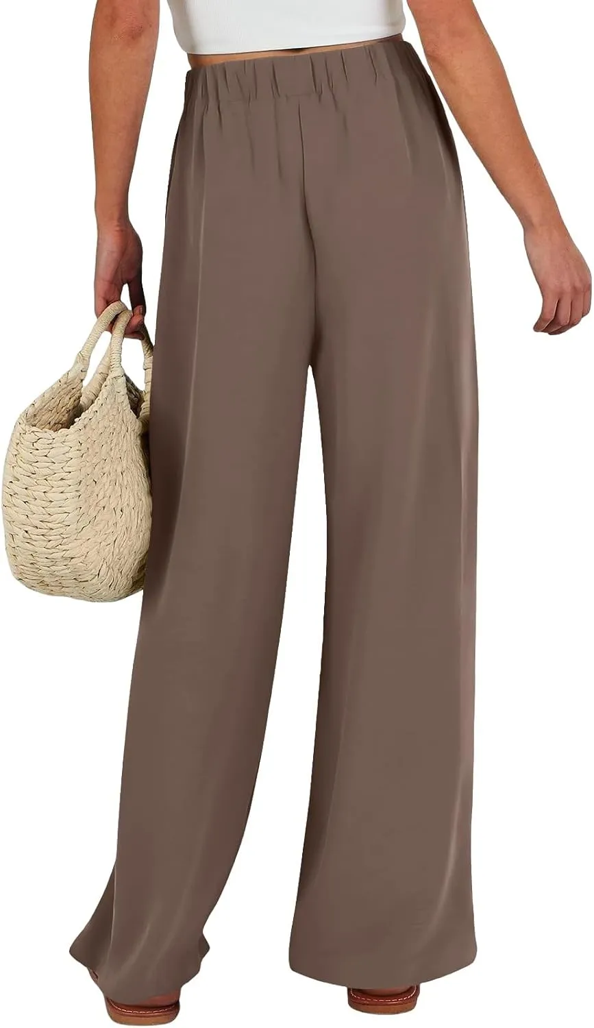 Pants for Women Trendy Casual Wide Leg Business Trousers High Waist Bandage Loose Long Pants with Pocket