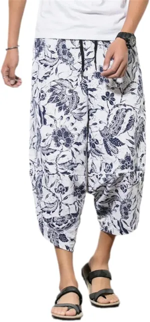 Plus Size Japanese Samurai Man Trousers Loose Style Lantern Pants Summer Cotton Harem Jogger Kimono Pants American Outfits Color5 M