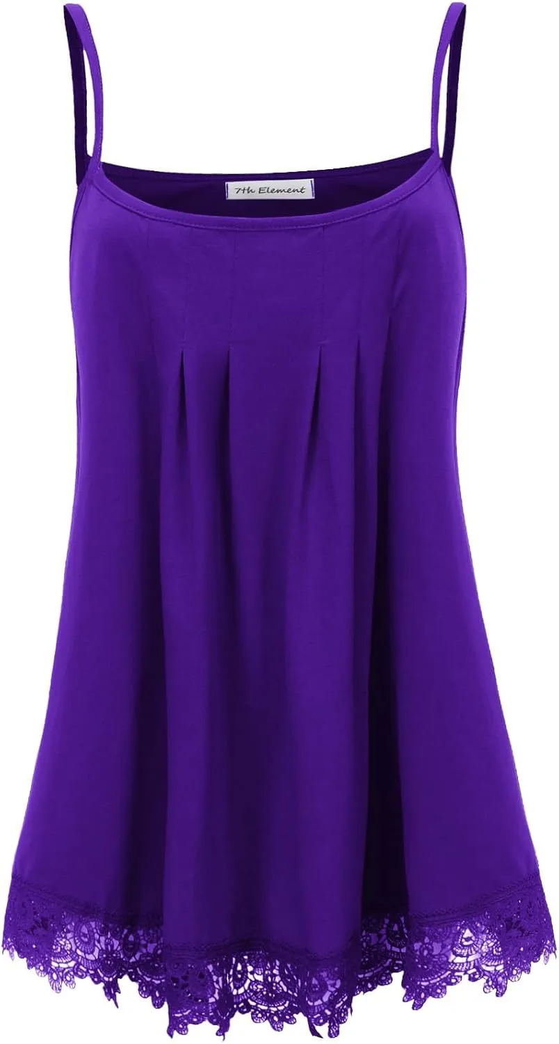 Plus Size Tank Tops for Women 2025 Summer Sleeveless Top Lace Trim Extender Camisole Cami Dressy Loose Shirt