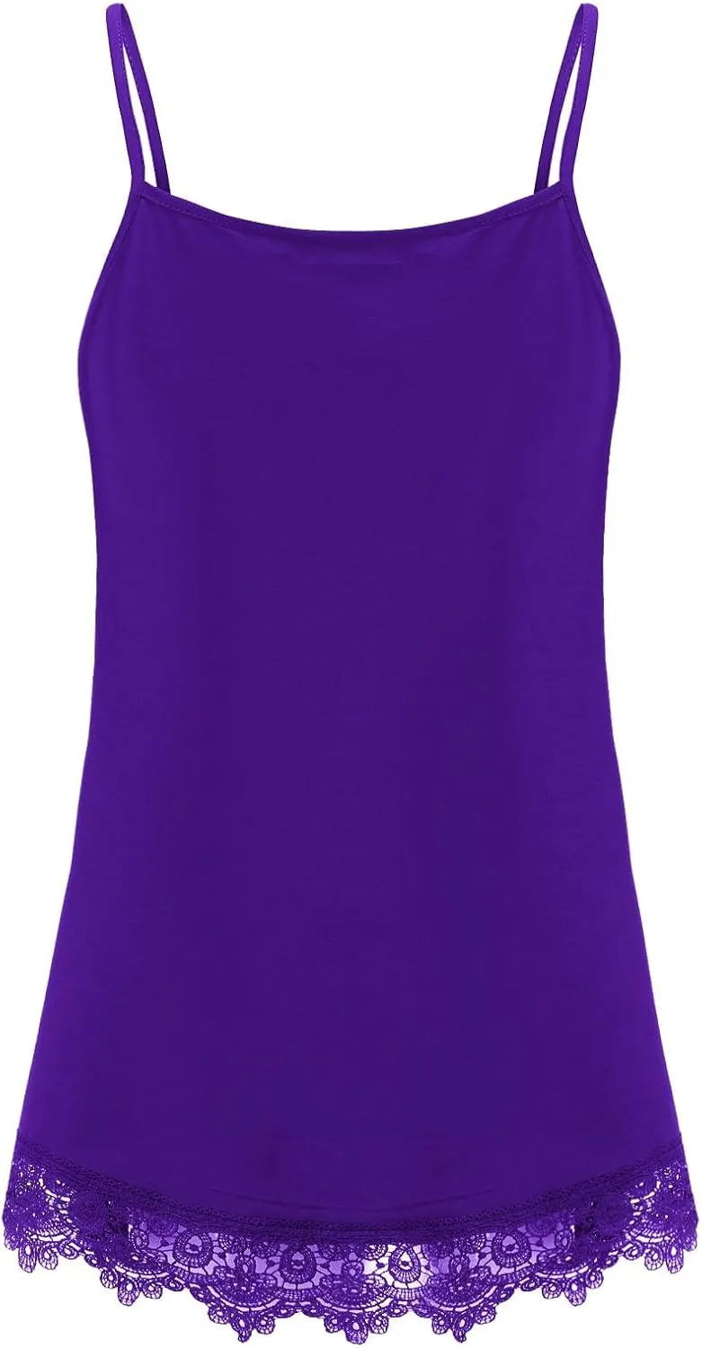 Plus Size Tank Tops for Women 2025 Summer Sleeveless Top Lace Trim Extender Camisole Cami Dressy Loose Shirt