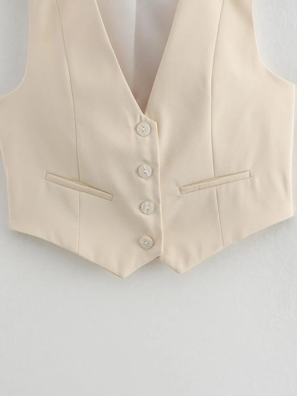 Pofihavi Cropped Suit Vest for Women 2024 Button Up Business Casual Dressy Waistcoat Vest Tops