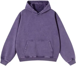 POHADON Oversized Hoodies for Men Women Acid Wash Heavy Cotton Hooded Pullover Sweatshirt Vintage Y2k Streetwear
