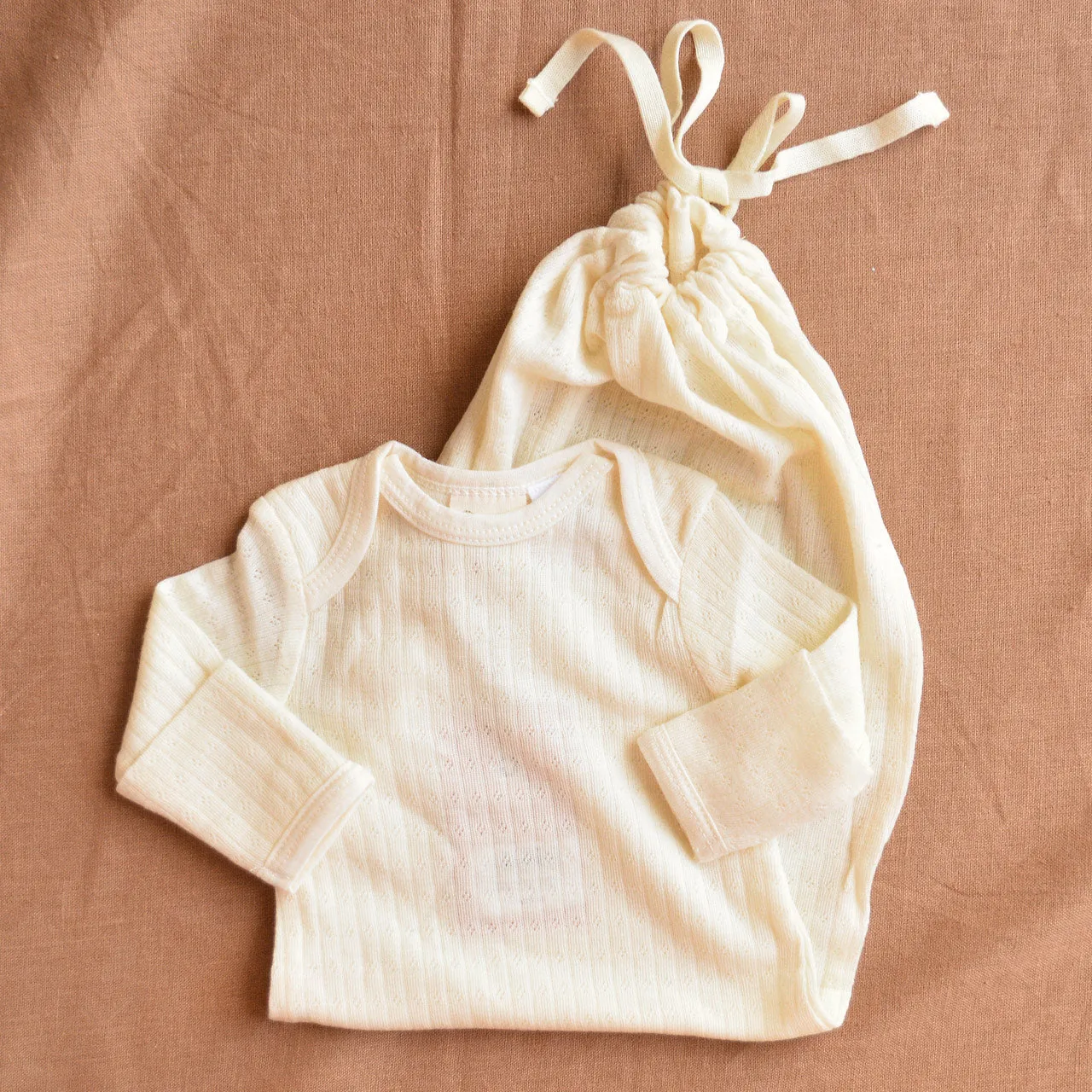 Pointelle Baby Sleep Gown - 100% Organic Merino - Natural (Newborn-6m)