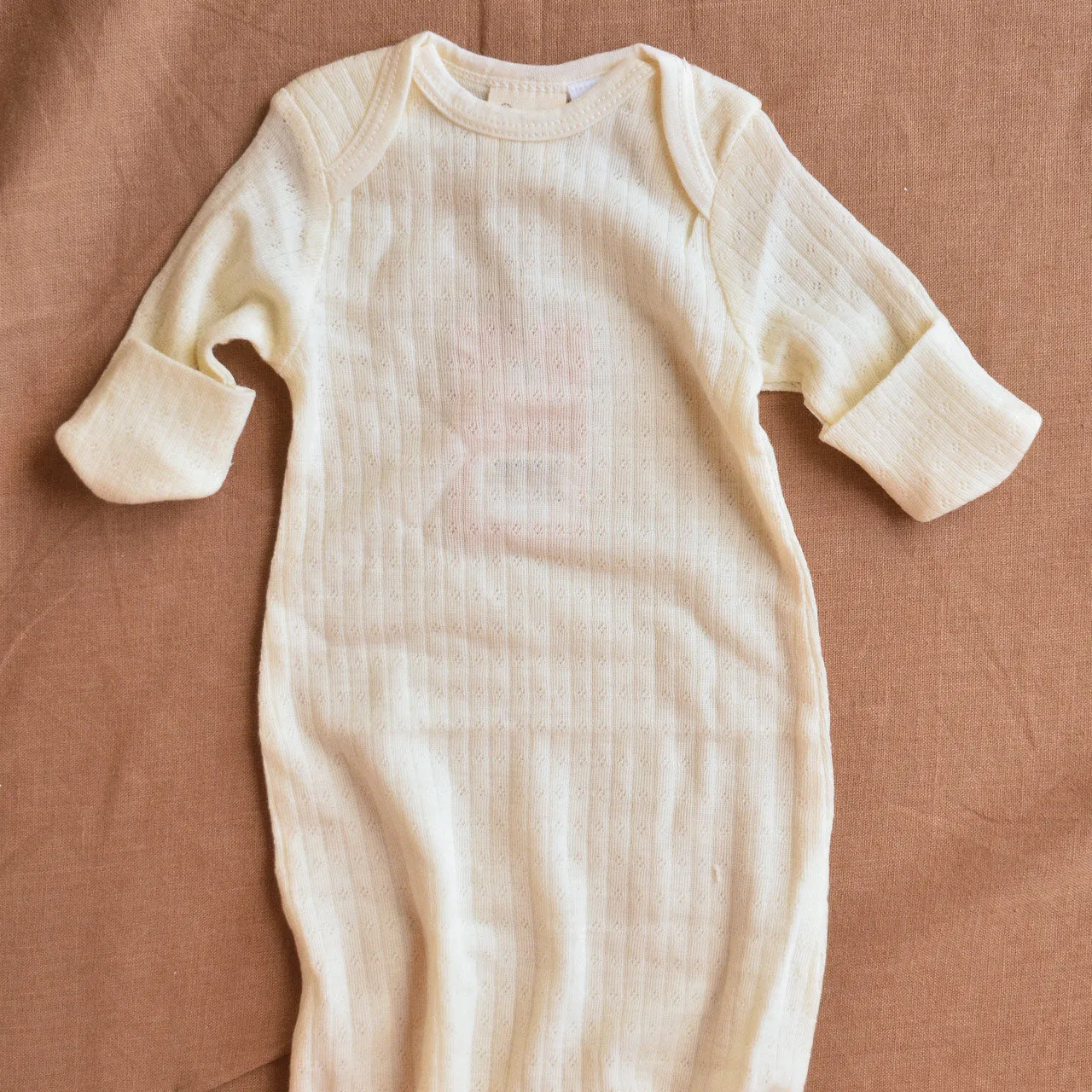 Pointelle Baby Sleep Gown - 100% Organic Merino - Natural (Newborn-6m)