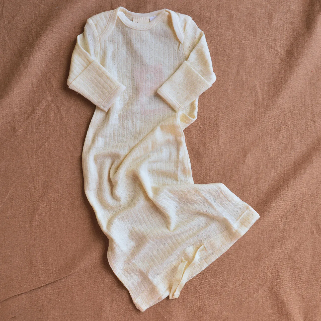 Pointelle Baby Sleep Gown - 100% Organic Merino - Natural (Newborn-6m)