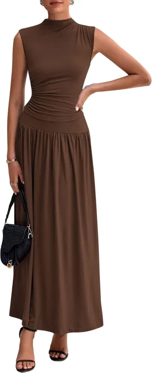 PRETTYGARDEN Womens Skirt Sets 2025 Summer Ruched Tank Tops Ruffle Maxi Skirts Wedding Guest Matching 2 Piece Outfits