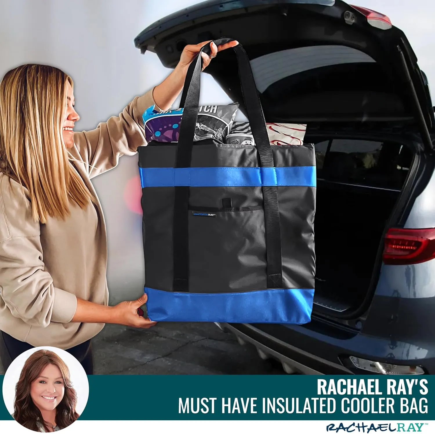 Rachael Ray Jumbo Chillout Thermal Tote, Insulated Soft Sided Cooler Bag