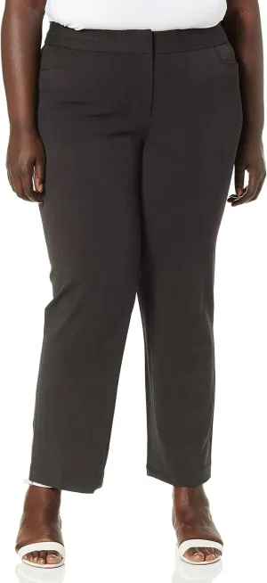 Rafaella Women's Plus Size Curvy Gabardine Slim Leg Stretch Dress Pant, 32-inch Inseam, Pull-on, with Pockets (Size 16-22)
