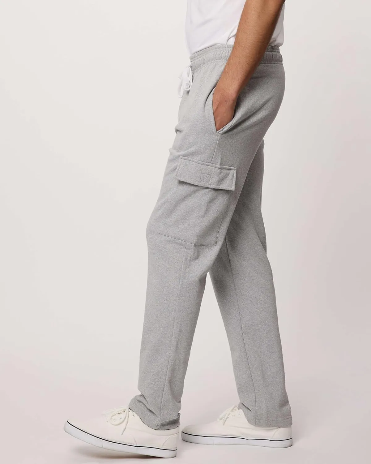 Real Essentials 3 Pack: Men's Tech Fleece Open Bottom Cargo Sweatpants with Pockets (Available in Big & Tall)