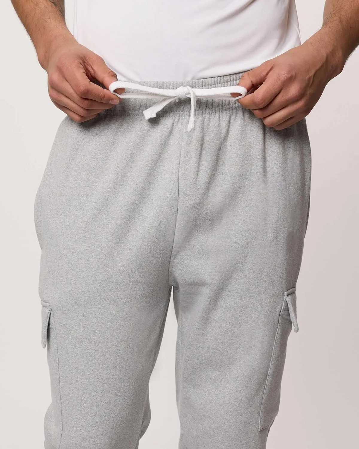 Real Essentials 3 Pack: Men's Tech Fleece Open Bottom Cargo Sweatpants with Pockets (Available in Big & Tall)