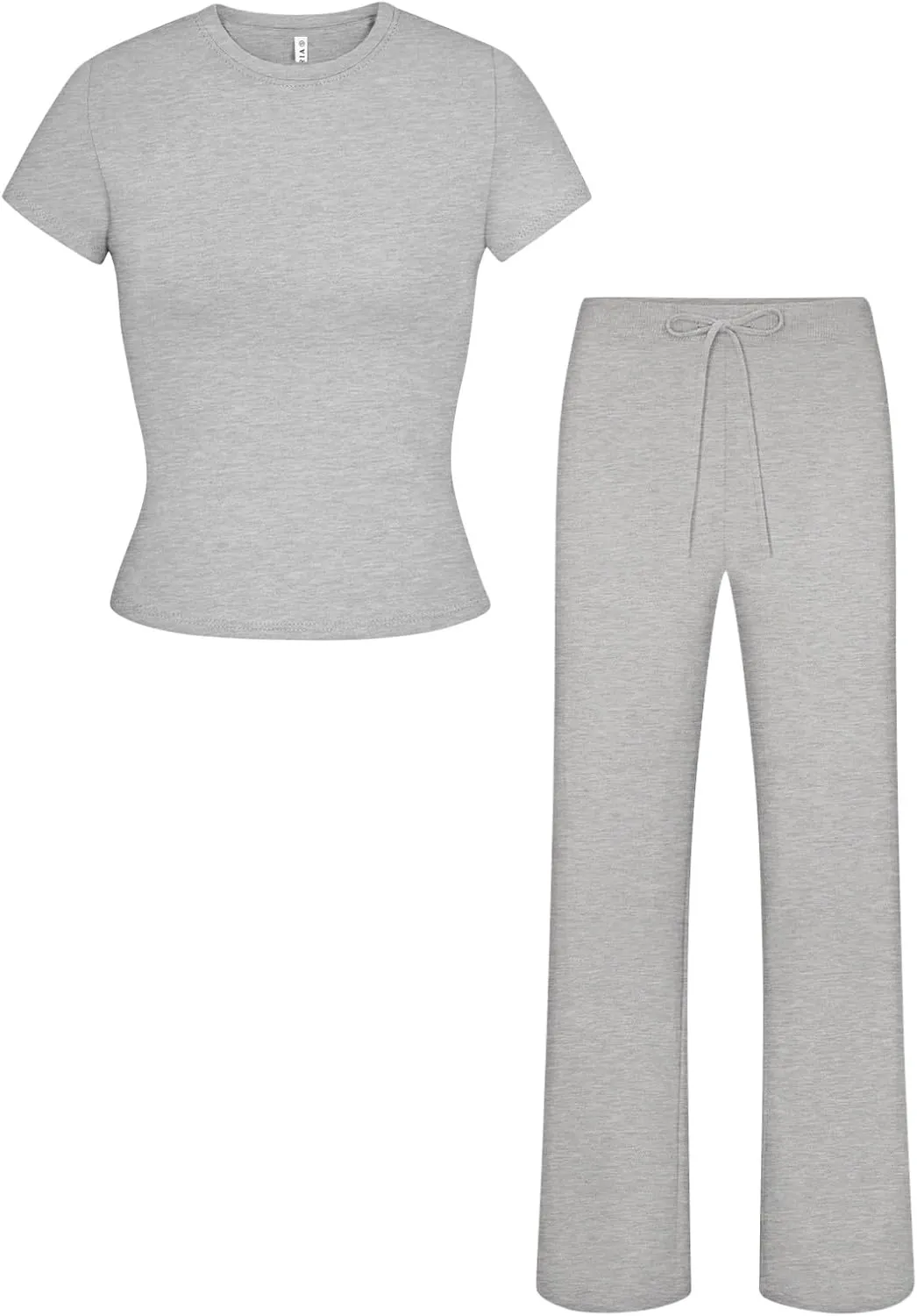 REORIA Women's 2 Piece Lounge Sets Short Sleeve Basic Tops Straight Leg Pants Comfy Casual Outfits Tracksuits