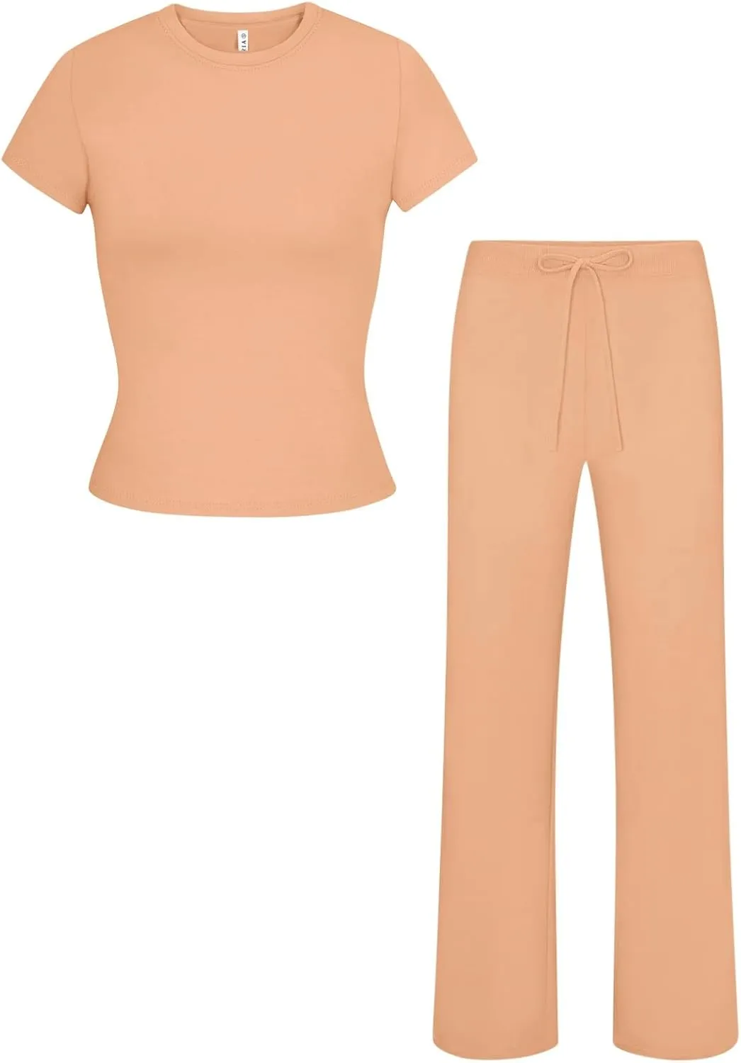REORIA Women's 2 Piece Lounge Sets Short Sleeve Basic Tops Straight Leg Pants Comfy Casual Outfits Tracksuits