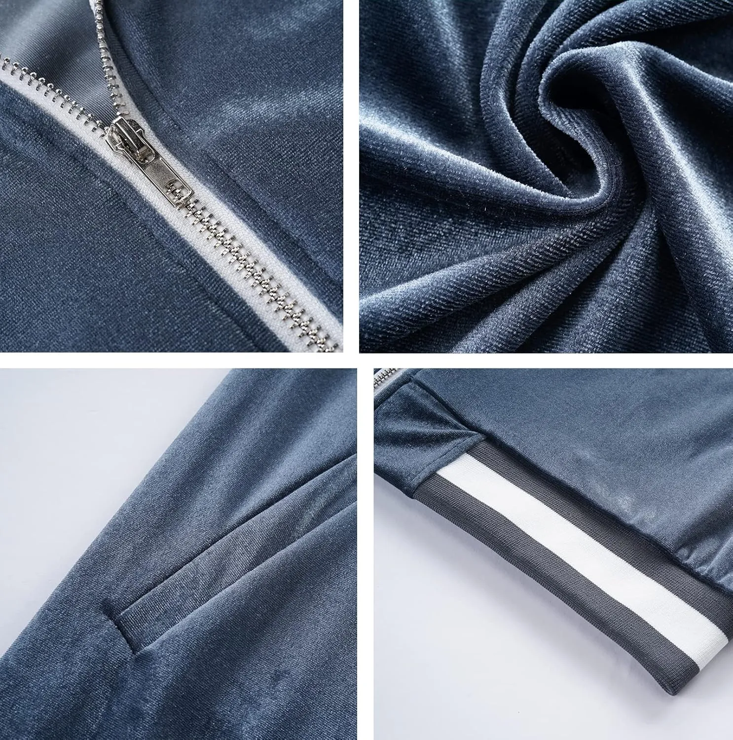 RPOVIG Velour Tracksuit Sweatsuit Velvet:Men's Jogging track suit 2 Pieces Set Zip Up Sweatshirts Jacket Pants With Pockets