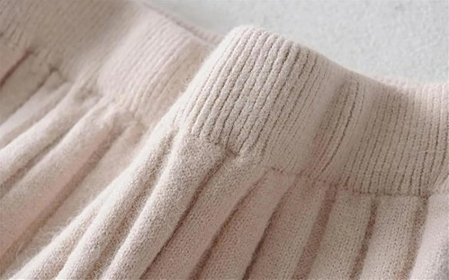 SANGTREE Women's Cute Stretchy Knit Short Pleated Solid Sweater Skirt