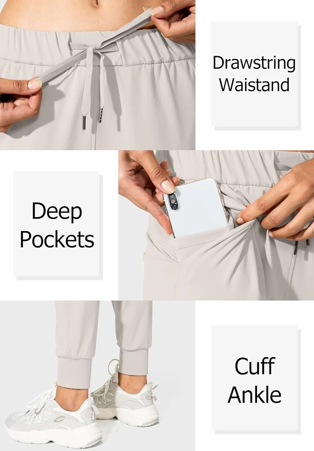 SANTINY Women's Joggers Pants Pockets Drawstring Running Sweatpants for Women Lounge Workout Jogging