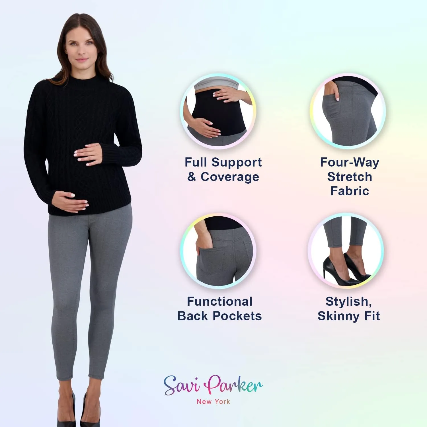 Savi Parker Womens Ponte Maternity Leggings with Pockets  Pregnancy Clothes for All Seasons  28 Inseam