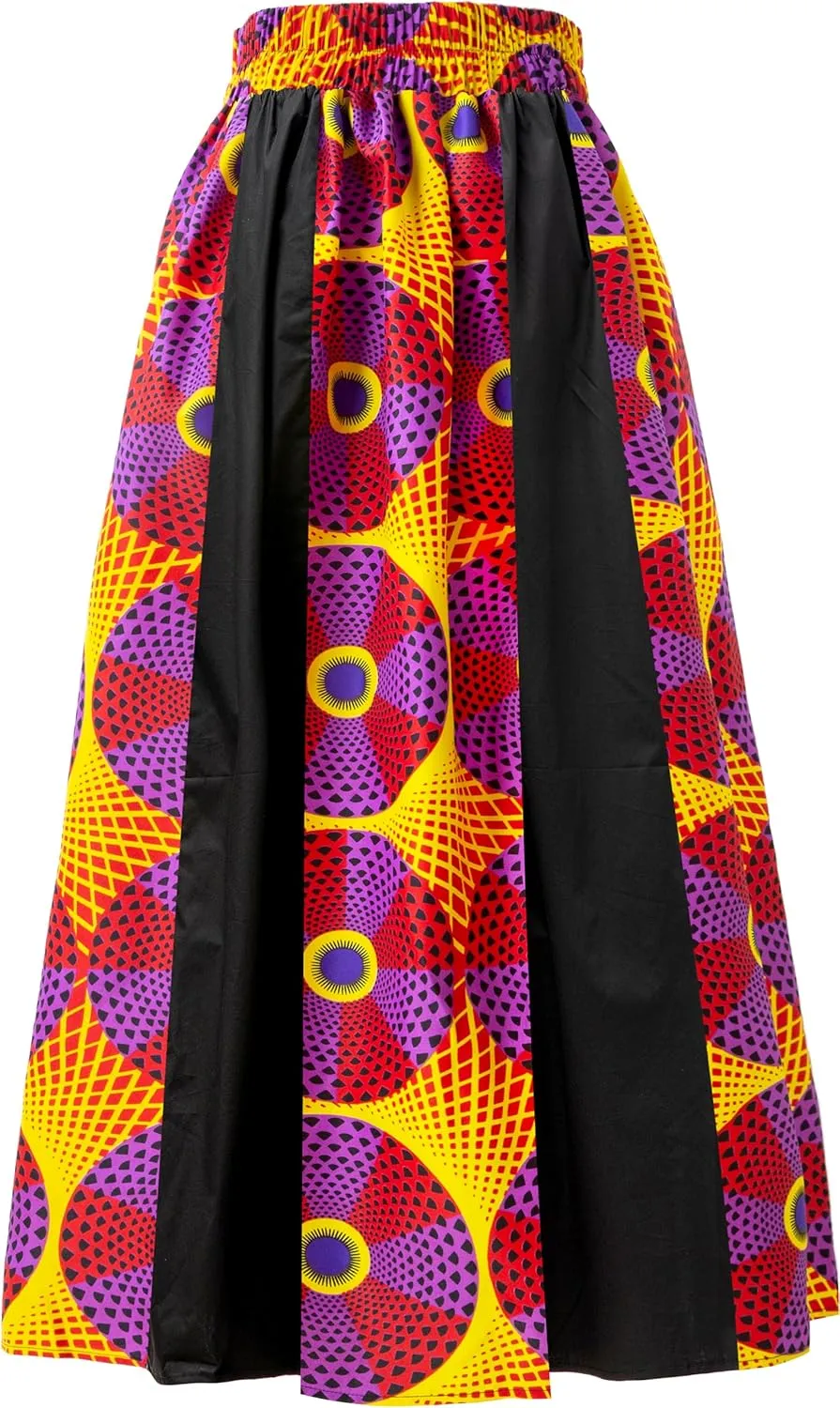 SHENBOLEN Women African Print Maxi Skirt Ankara High Waist Long Skirts