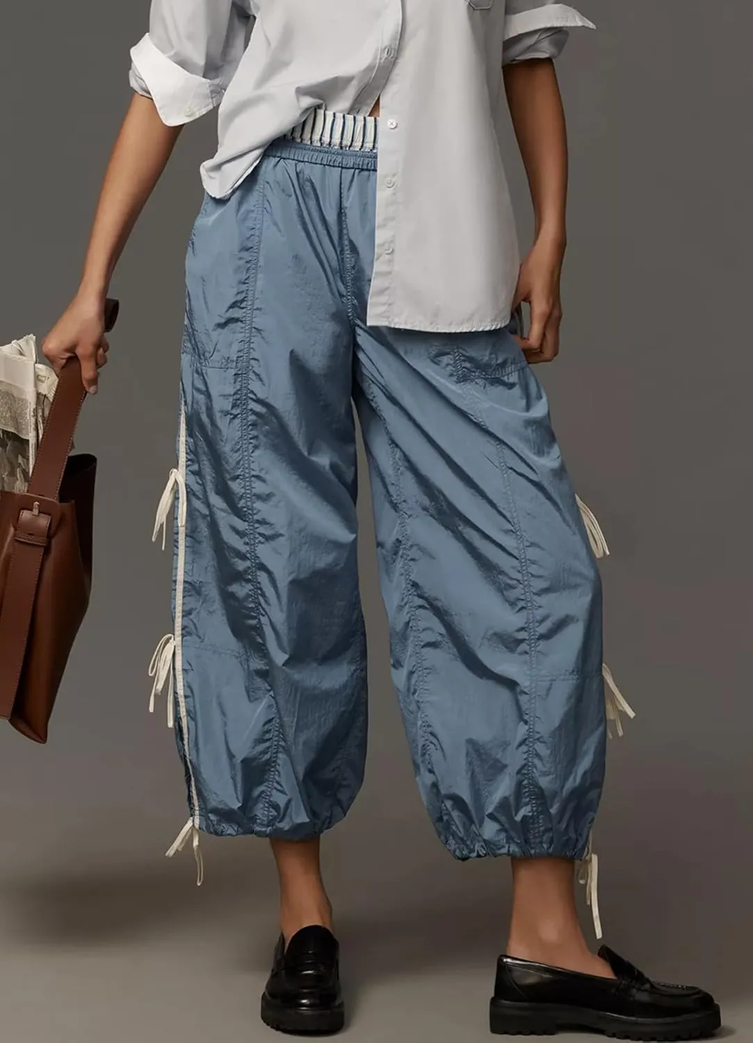 Side Bow Knot Track Pants for Women Summer Lightweight Loose Trousers Casual Baggy Y2K Lounge Pants with Pockets