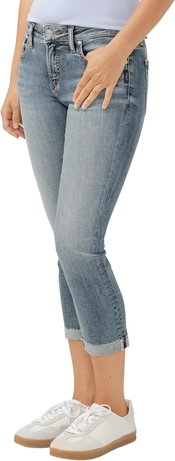 Silver Jeans Co. Women's Elyse Mid Rise Comfort Fit Capri Jeans