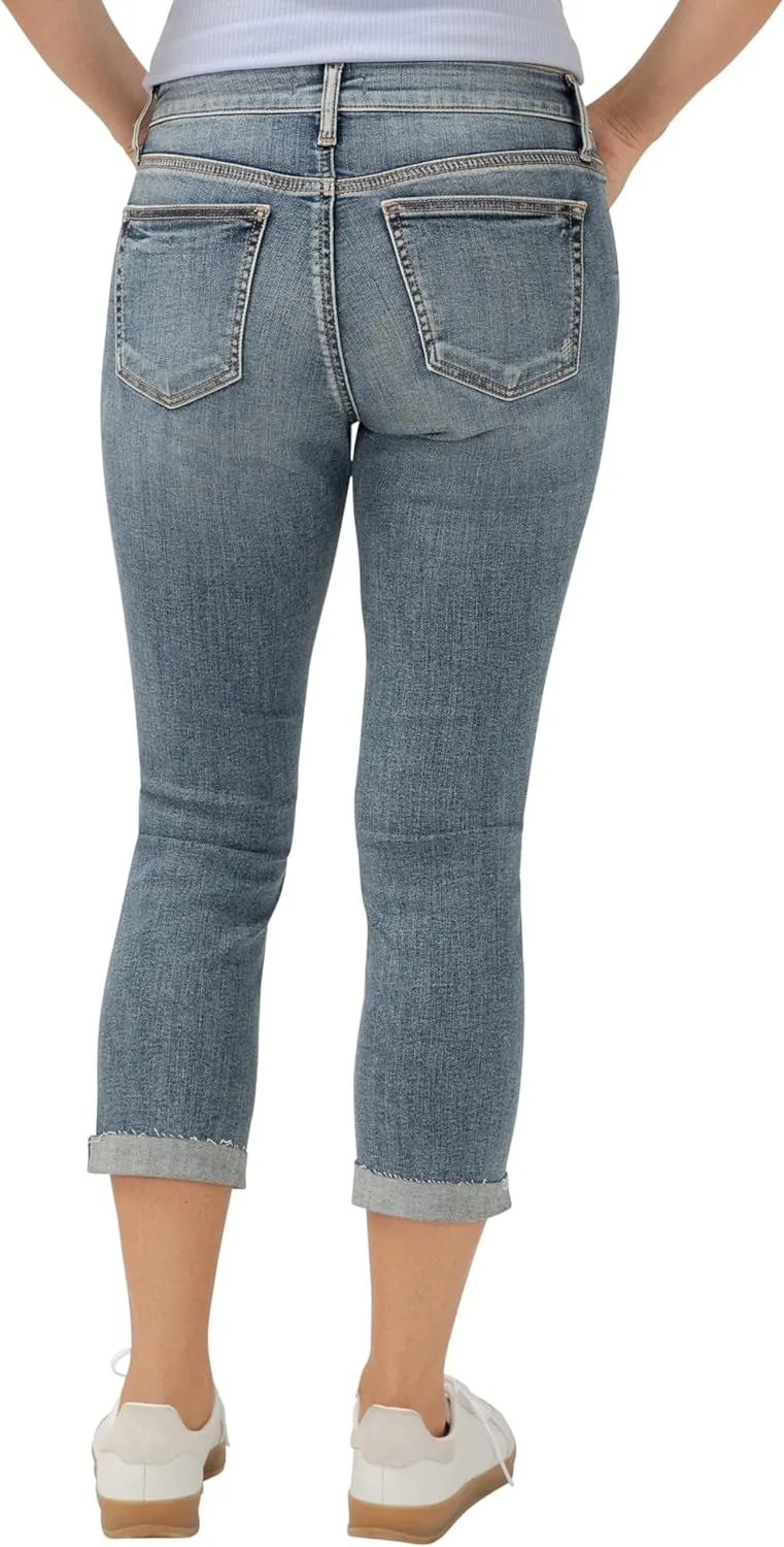 Silver Jeans Co. Women's Elyse Mid Rise Comfort Fit Capri Jeans
