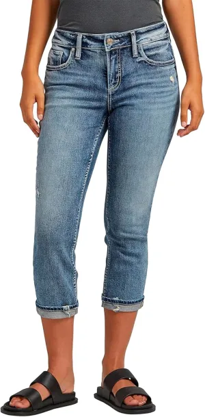 Silver Jeans Co. Women's Elyse Mid Rise Comfort Fit Capri Jeans