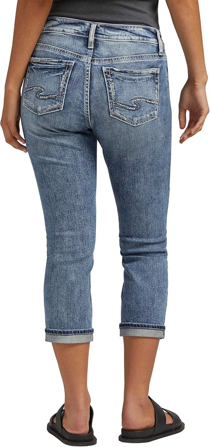 Silver Jeans Co. Women's Elyse Mid Rise Comfort Fit Capri Jeans