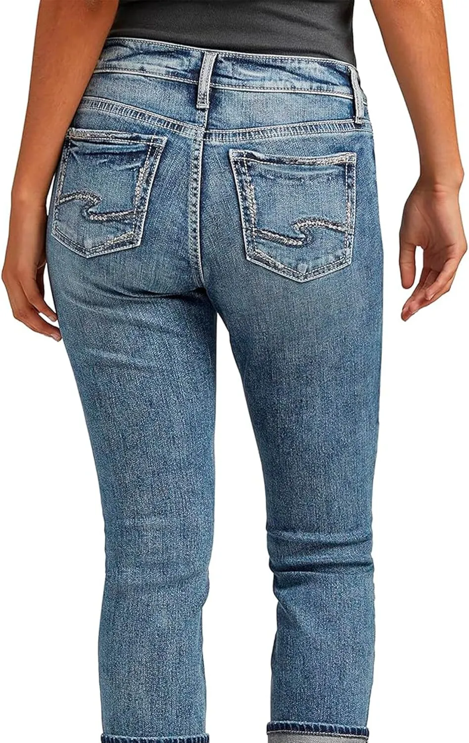 Silver Jeans Co. Women's Elyse Mid Rise Comfort Fit Capri Jeans