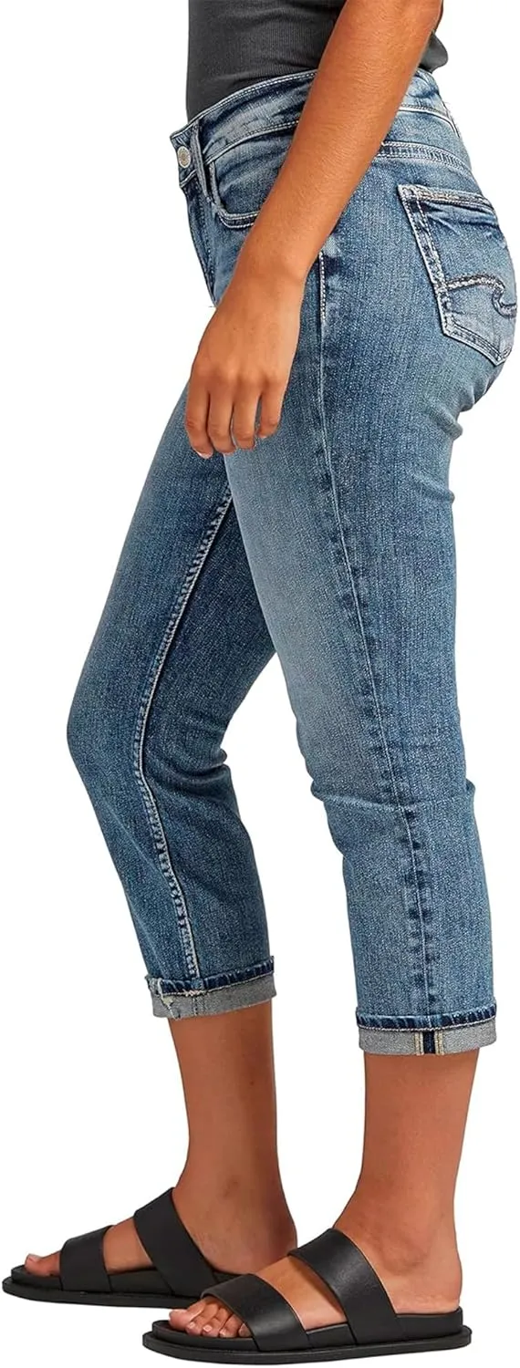 Silver Jeans Co. Women's Elyse Mid Rise Comfort Fit Capri Jeans