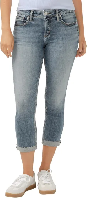 Silver Jeans Co. Women's Elyse Mid Rise Comfort Fit Capri Jeans
