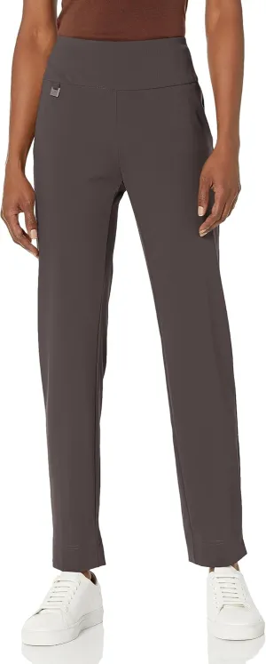 SLIM-SATION Women's Solid Knit Pull on Easy Fit Ankle Pant with Hem Vent