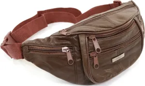 SNUGRUGS Unisex Soft Nappa Leather Fanny Pack/Waist Bag/Money Belt