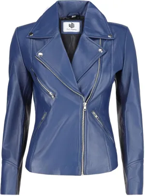 Soft Leather Motorcycle Jacket Women - Slim Leather Biker Jacket for Women