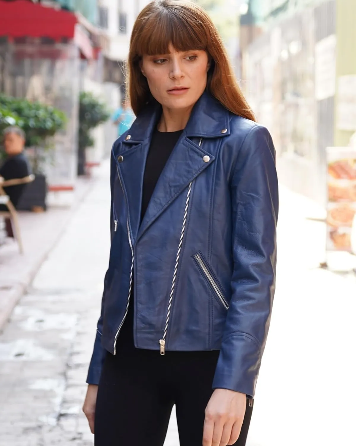 Soft Leather Motorcycle Jacket Women - Slim Leather Biker Jacket for Women