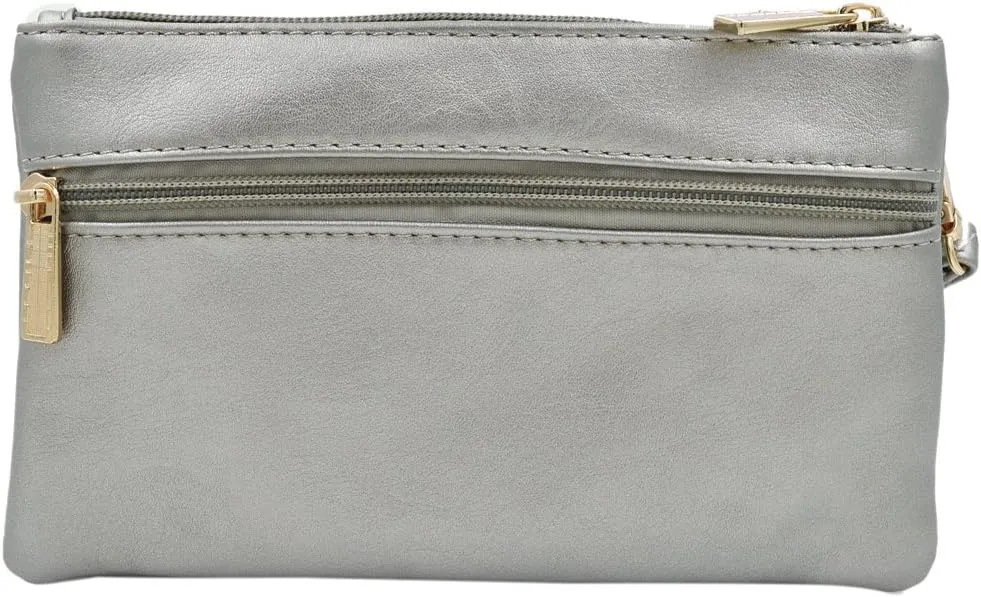 Soft PU Leather Braided Floral Rhinestone Clutch Wristlet Wallet Crossbody Bag