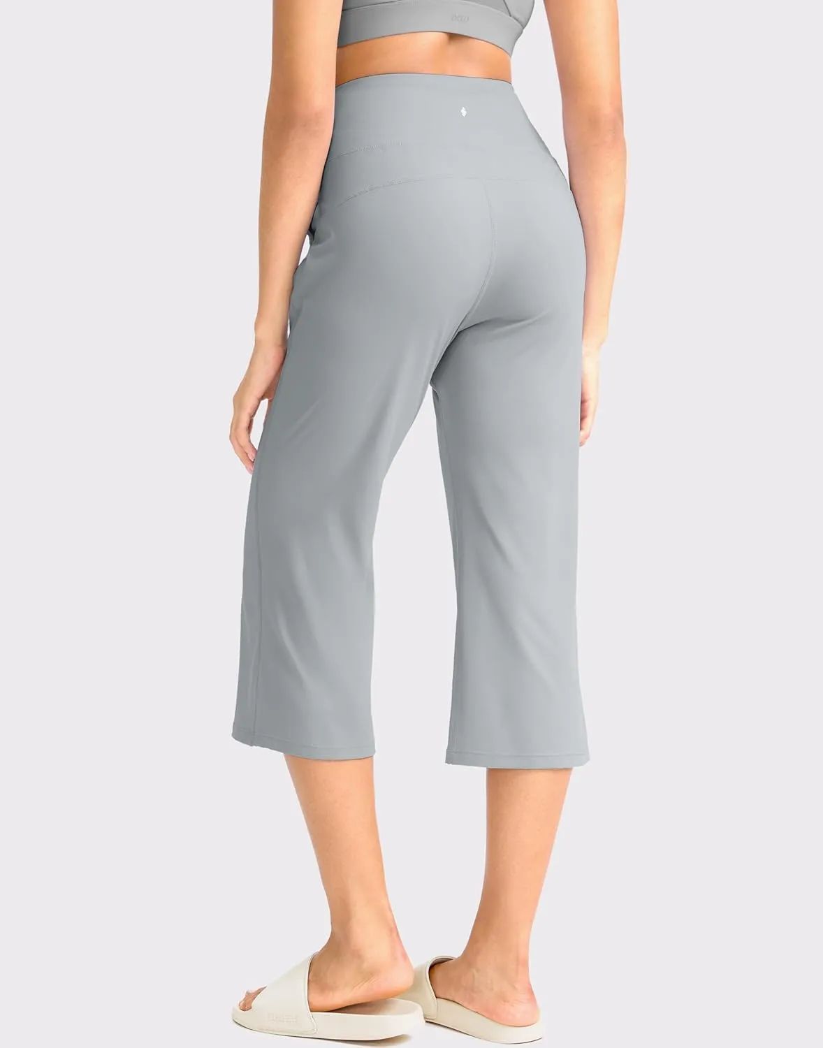 Soothfeel Capri Pants for Women Wide Leg Yoga Pants with Pockets High Waist Casual Dress Crop Pants