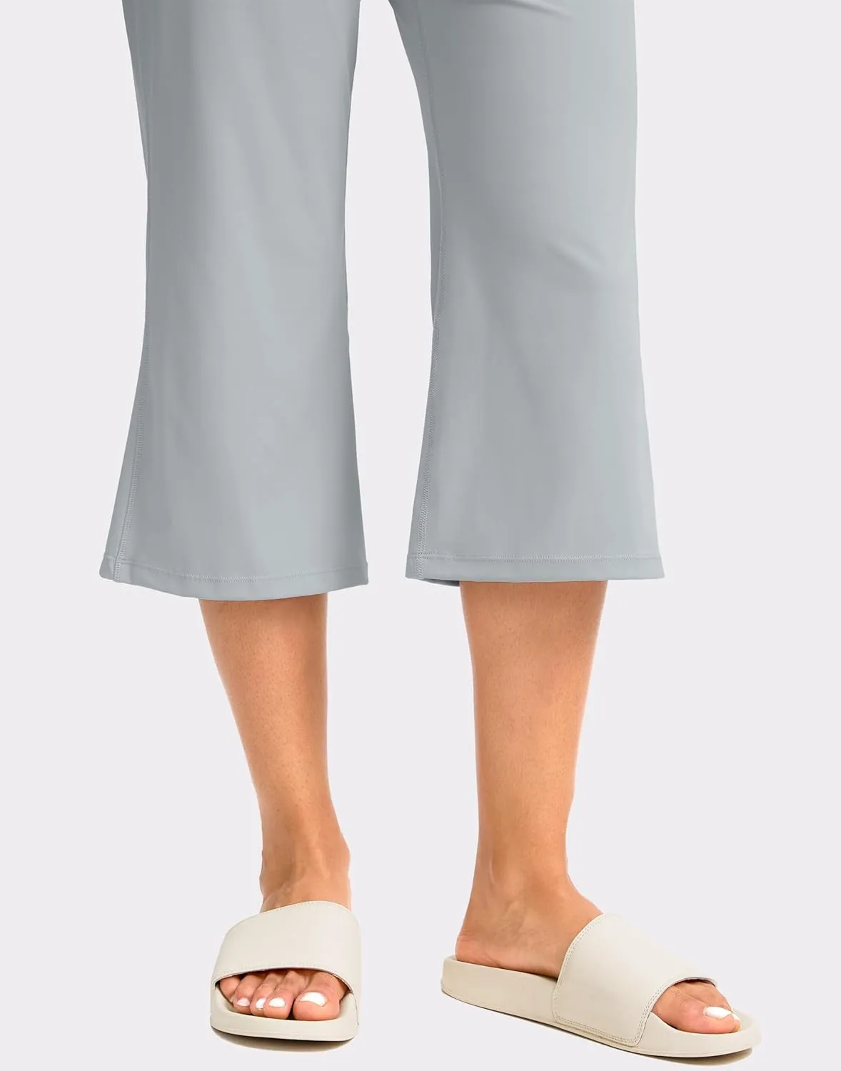Soothfeel Capri Pants for Women Wide Leg Yoga Pants with Pockets High Waist Casual Dress Crop Pants