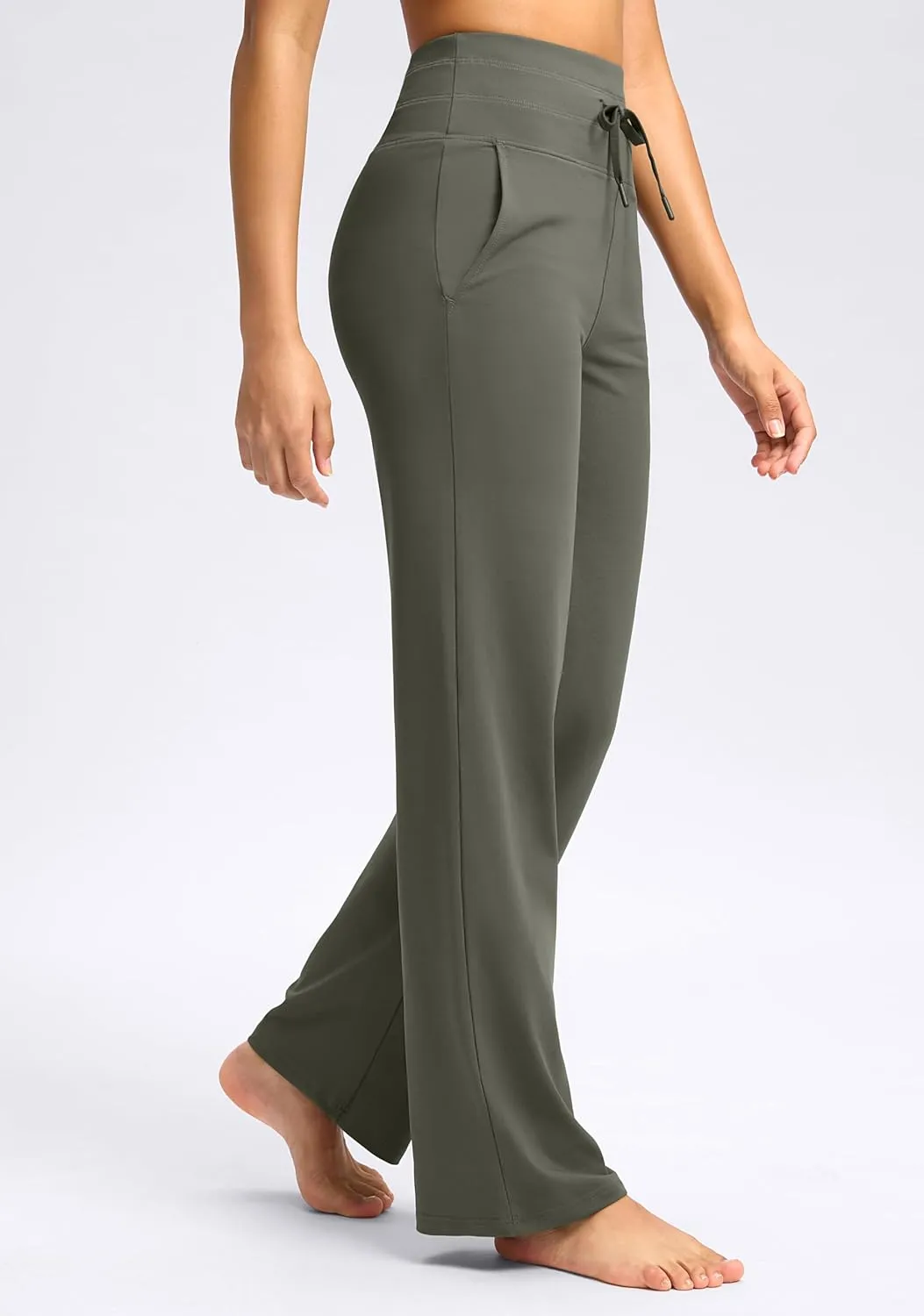 Soothfeel Womens Yoga Sweatpants Wide Leg High Waisted Lounge Pants Stretch Loose Casual Sweat Pants with Pockets 29" 31"