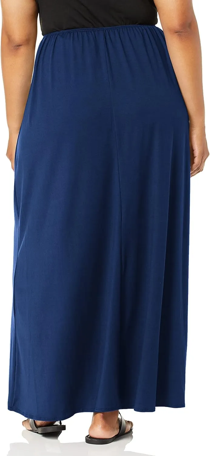 Star Vixen Women's Plus-Size Modest Soft Dty Knit Pull-on Maxiskirt