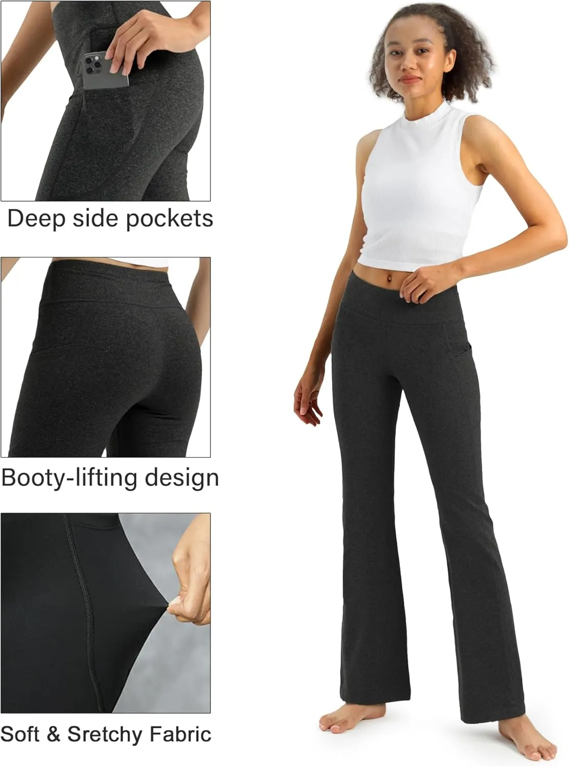 Stelle Women High Waisted Leggings with Pockets 30" Tummy Control Workout Running Yoga Pants