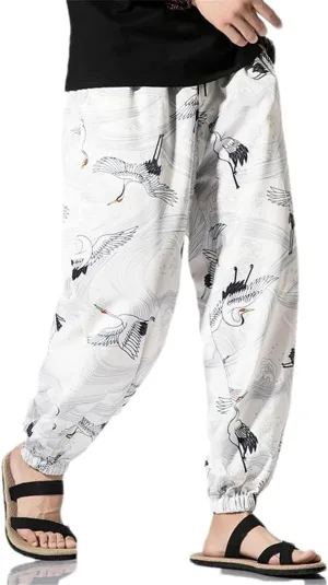 Streetwear Men's Harem Pants Harajuku Style Printing Woman Trousers Drawstring Sweatpants
