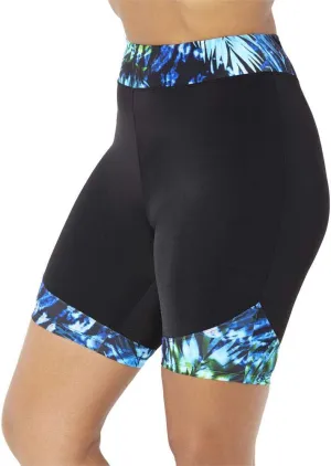 Swimsuits For All Women's Chlorine Resistant Printed Swim Bike Short (Plus