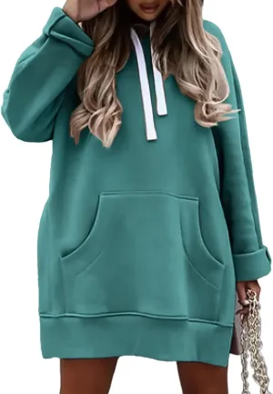 Syellowafter Women Oversized Hoodie Dress Pullover Winter Kangaroo Pocket Sweatshirt Fall Tops Casual Loungewear