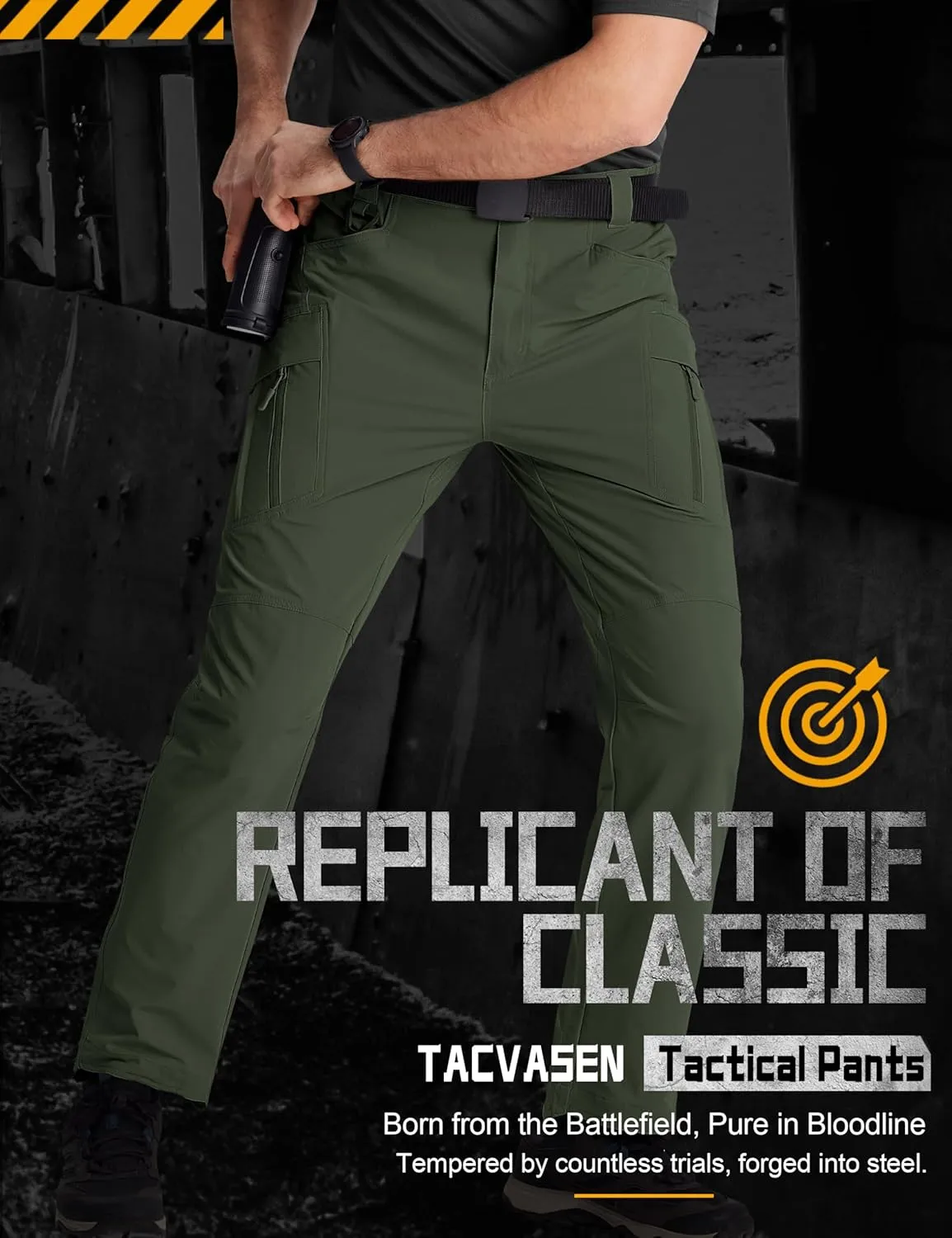 TACVASEN Men's Cargo Work Pants Construction Tactical Water Resistant Lightweight Outdoor Hiking Pants with 9 Pockets