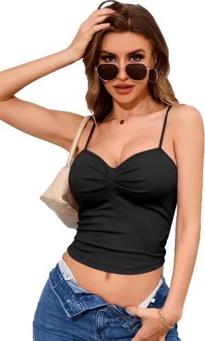 TAIPOVE Ribbed Camisole Tops for Women Sweetheart Neck Adjustable Spaghetti Strap Tank Going Out Cami Y2k