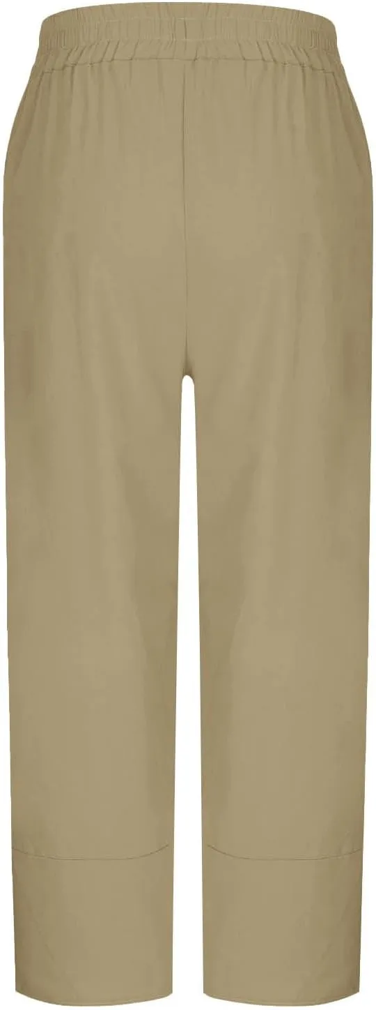 TANGNADE Women's Cotton Linen Pants for Summer Casual Palazzo Pant Straight Wide Leg Loose Beach Trouser Outfits