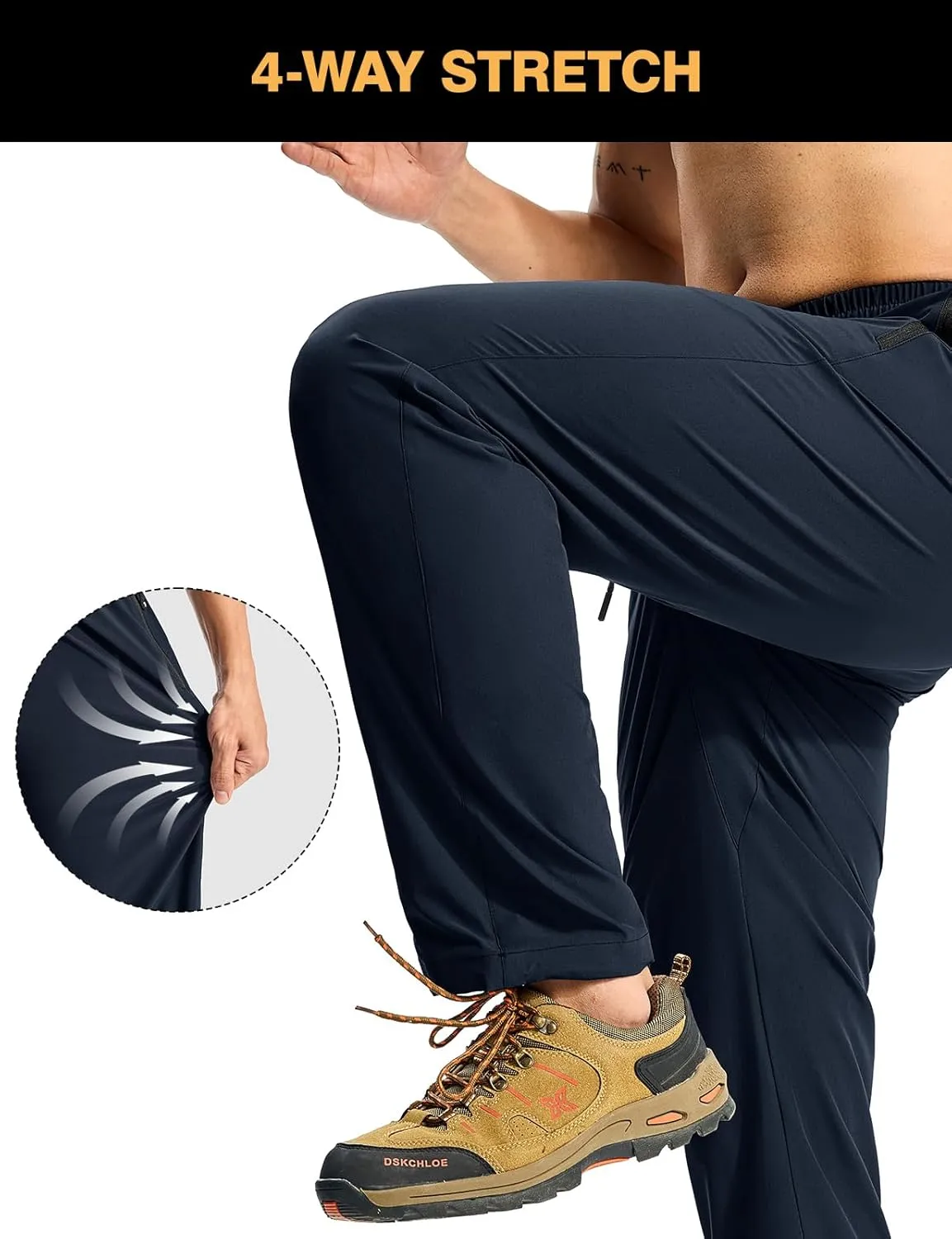 TBMPOY Mens Lightweight Hiking Pants Quick Dry Travel Fishing Water Resistant Workout Athletic Sweatpants Zipper Pockets