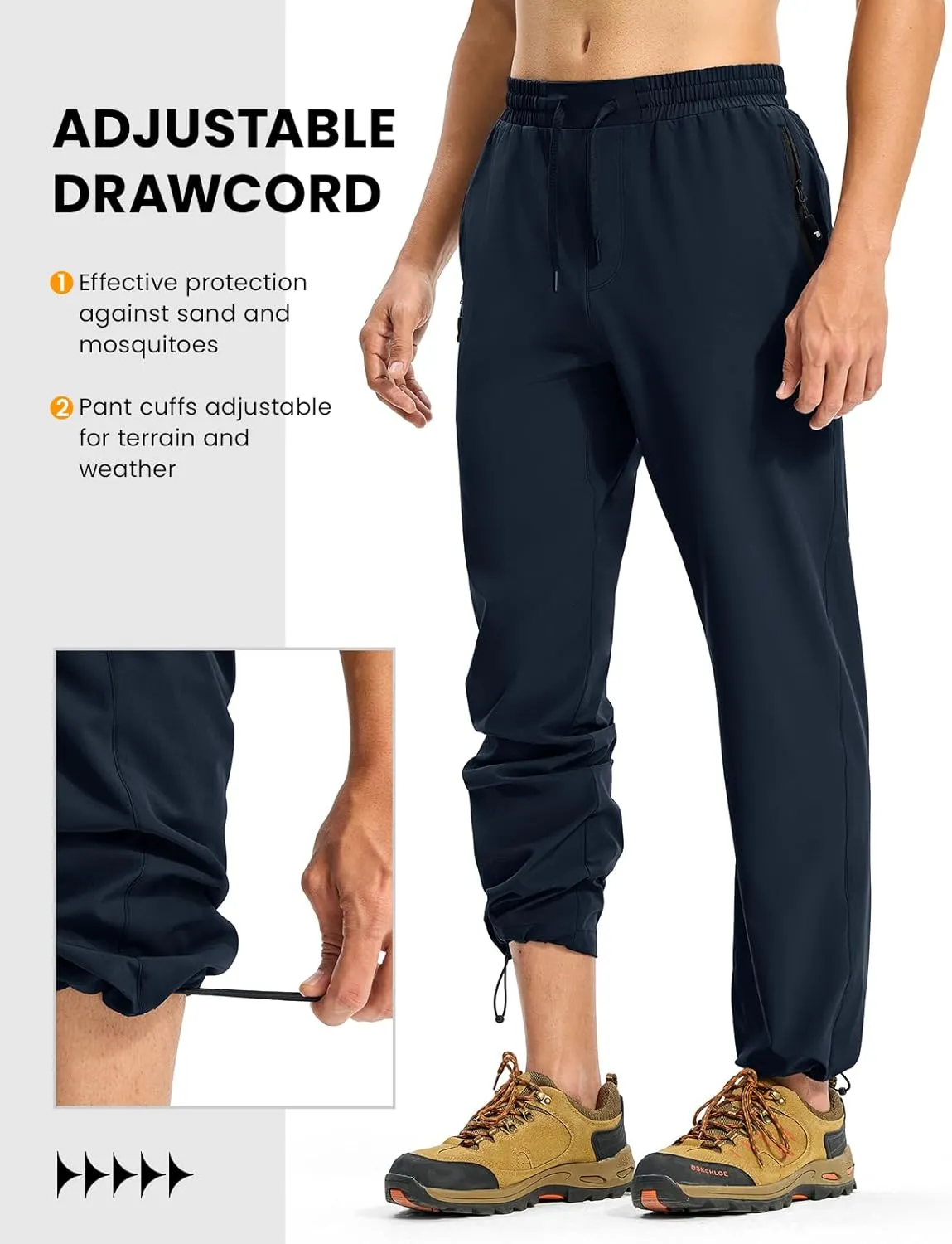 TBMPOY Mens Lightweight Hiking Pants Quick Dry Travel Fishing Water Resistant Workout Athletic Sweatpants Zipper Pockets