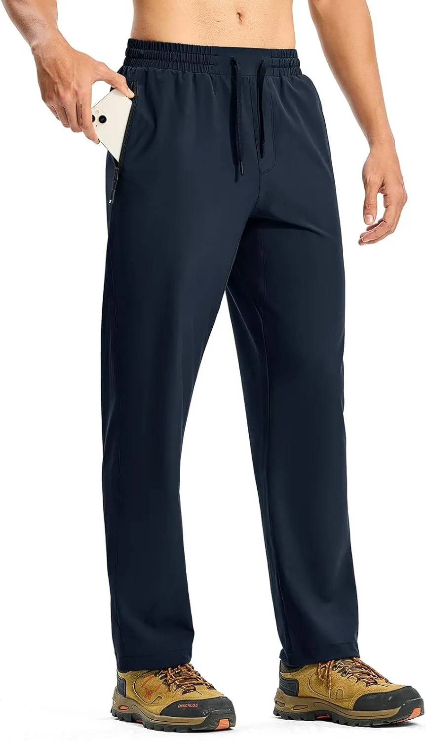 TBMPOY Mens Lightweight Hiking Pants Quick Dry Travel Fishing Water Resistant Workout Athletic Sweatpants Zipper Pockets